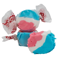 Taffy Town Rocket Pop Taffy - Gourmet Salt Water Taffy Candy with Rocket Pop flavor, featuring vibrant red, white, and blue swirls wrapped in classic Taffy Town packaging.