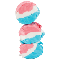 Unwrapped Taffy Town Rocket Pop Taffy - Gourmet salt water taffy candy with Rocket Pop flavor, featuring patriotic red, white, and blue swirls.