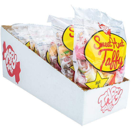 Taffy Town Sweet Heat Taffy Hot &amp; Spicy Salt Water Taffy 4.5 oz Bag Wholesale Candy Case