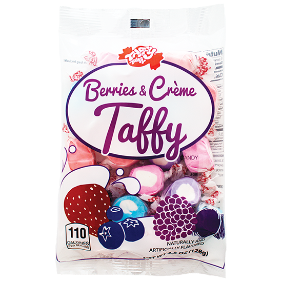 Taffy Town Berries and Creme taffy 4.5 oz bag - Assorted berry & cream salt water taffy candy mixed flavors