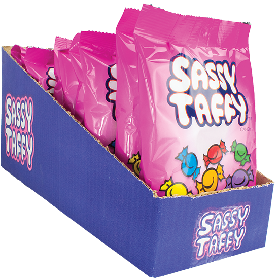 Taffy Town Sassy Taffy Sour Fruits Salt Water Taffy 4.5 oz Bag Wholesale Candy Case