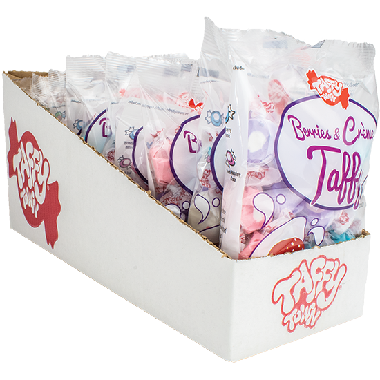 Taffy Town Berries &amp; Creme Salt Water Taffy 4.5 oz Bag Wholesale Candy Case