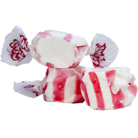 Peppermint Taffy - Taffy Town Peppermint salt water taffy with bold red and white stripes. - Soft peppermint taffy candy wrapped in wax paper.