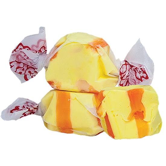 Banana Taffy - Taffy Town banana salt water taffy candy with yellow whipped layers and classic fruit flavor