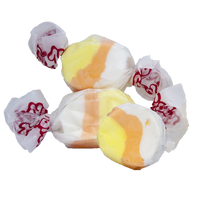 Taffy Town candy corn salt water taffy candy with layered yellow, orange, and white whipped taffy swirls