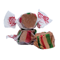 Hot Chocolate Taffy - Taffy Town Hot Chocolate taffy candy in brown color with red and green swirls - chewy salt water taffy capturing the cozy taste of hot cocoa.