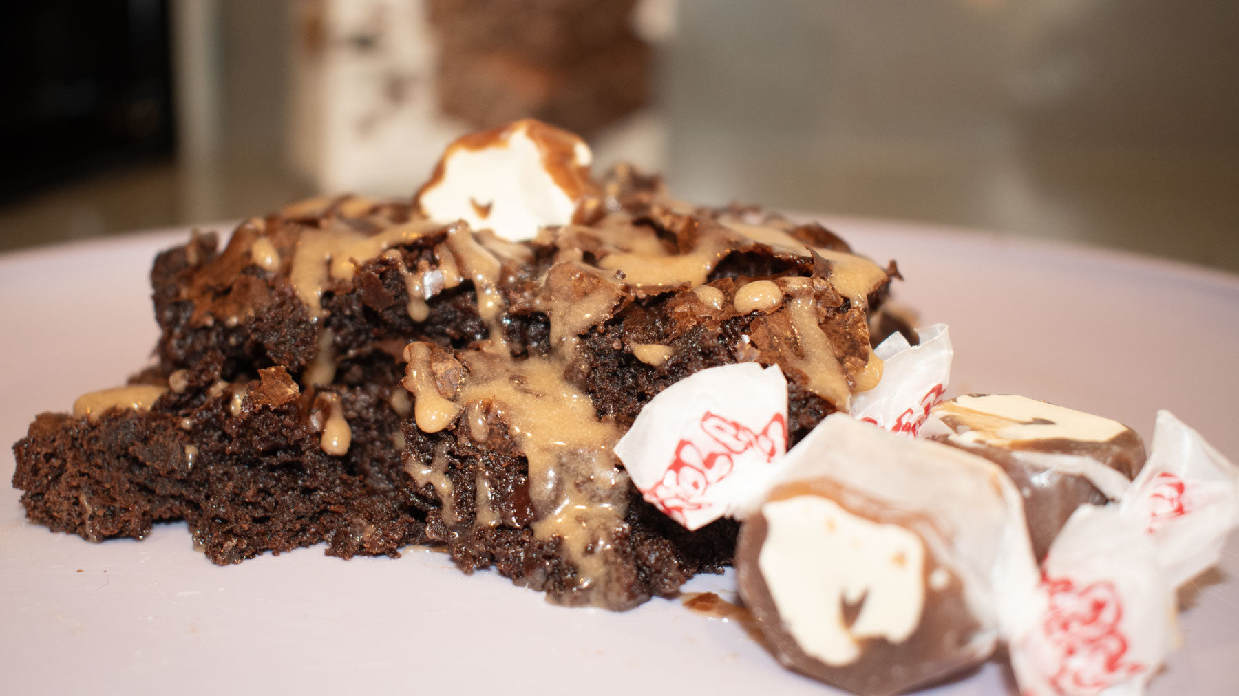 German Chocolate Taffy Brownies Recipe with Taffy Town Salt Water Taffy