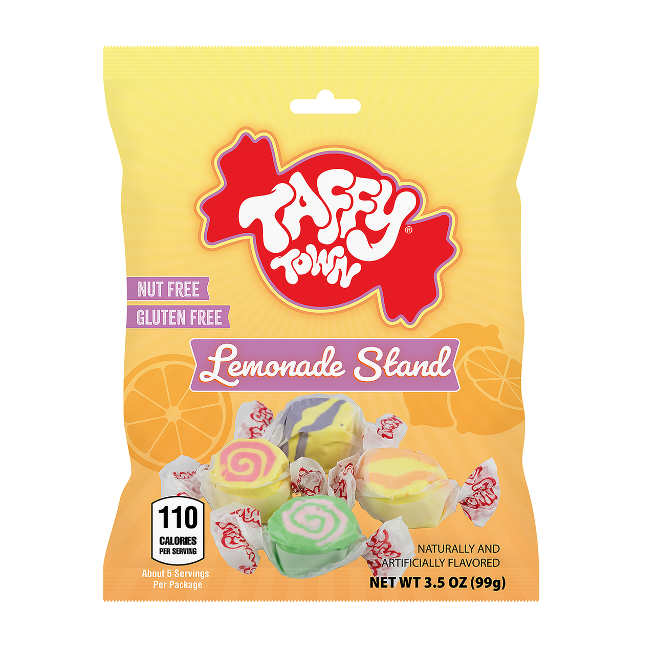 Lemonade Stand taffy assortment with lemonade-inspired flavors - Cherry Limeade, Peach Lemonade, Raspberry Lemonade, and Strawberry Lemonade taffy