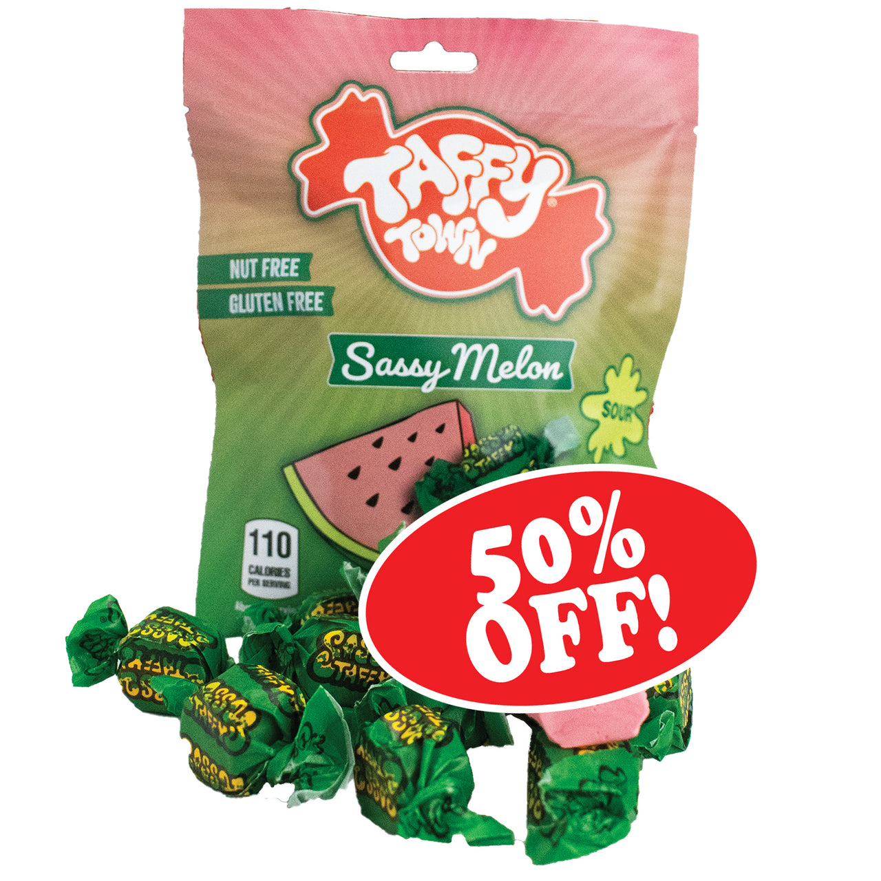 3.5 oz. Sassy Sour Watermelon Taffy