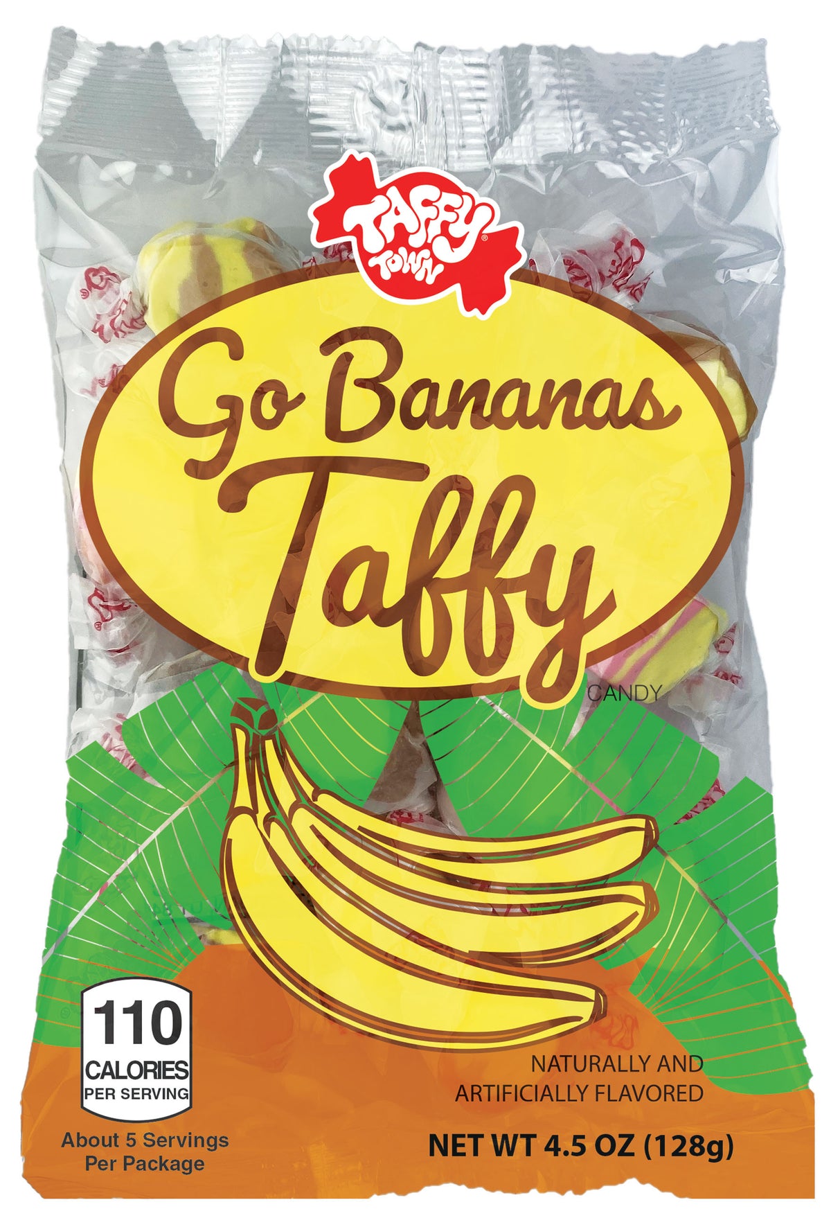 Go Bananas Taffy 4.5oz Bag - Taffy Town Banana Salt Water Taffy Candy Assortment
