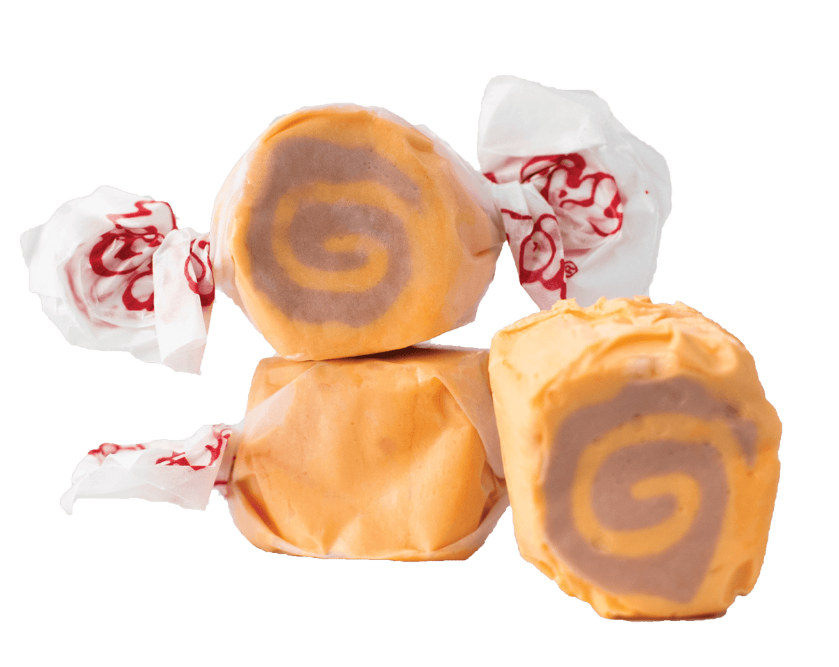 Taffy Town Cookie Butter Taffy – Creamy, spiced speculoos cookie butter-flavored salt water taffy with a swirl.