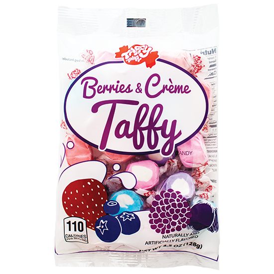 Berries & Creme Taffy Mix 4.5 oz Hanging Bags Taffy Town