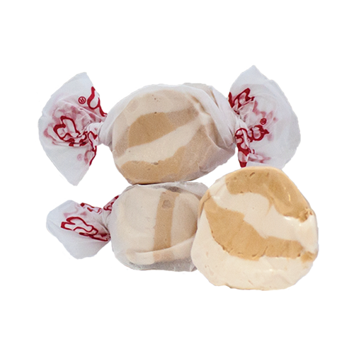 Taffy Town peanut butter salt water taffy featuring a creamy swirl and soft, whipped texture