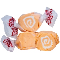 Orange cream taffy - Taffy Town orange cream salt water taffy with orange and white swirls - Gourmet orange cream taffy candy wrapped in wax paper.