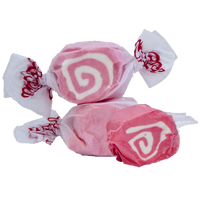 Taffy Town Cinnamon Swirls taffy candy in pink and white spirals—whipped salt water taffy with a bold cinnamon kick and soft, chewy texture.