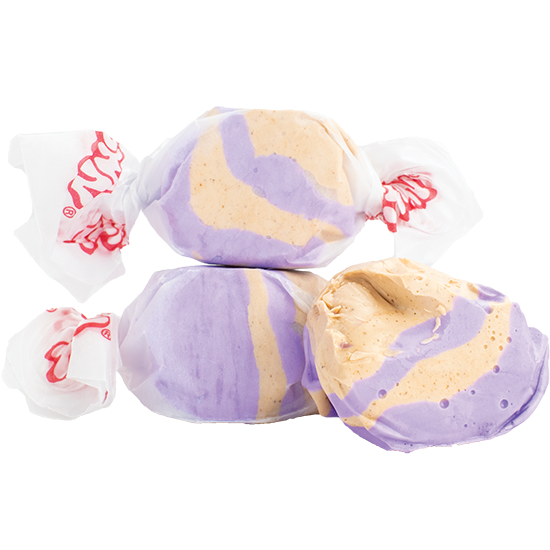 Blackberry Crumble taffy candy – soft, chewy salt water taffy with a sweet blackberry and crumble flavor.