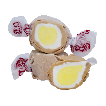 Taffy Town banana cream pie salt water taffy candy with yellow banana and creamy whipped center