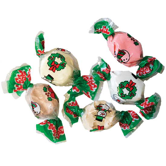 Christmas holiday taffy candy | Xmas salt water taffy candy flavors | Taffy Town