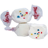 Taffy Town Frosted Cupcake taffy candy with colorful sprinkles in soft white taffy - whipped salt water taffy with a sweet vanilla frosting flavor.