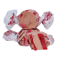 Taffy Town cherry cola salt water taffy candy with fizzy cola flavor and bold cherry red swirl in soft taffy
